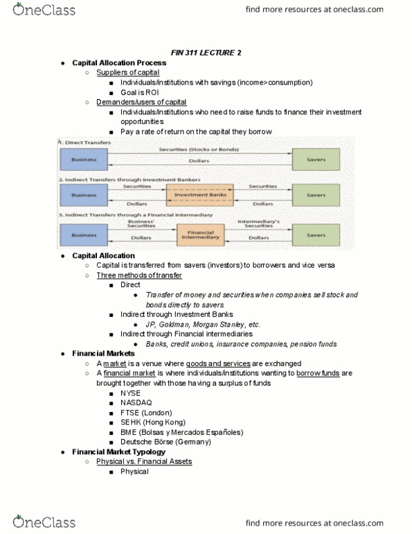 FIN 311 Lecture Notes - Lecture 2: Morgan Stanley, Investment Banking, Financial Services thumbnail