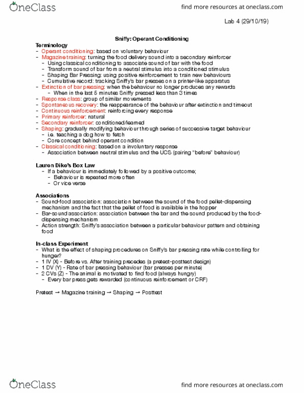 PSY100Y5 Lecture Notes - Lecture 4: Record Producer, Reinforcement, Classical Conditioning thumbnail