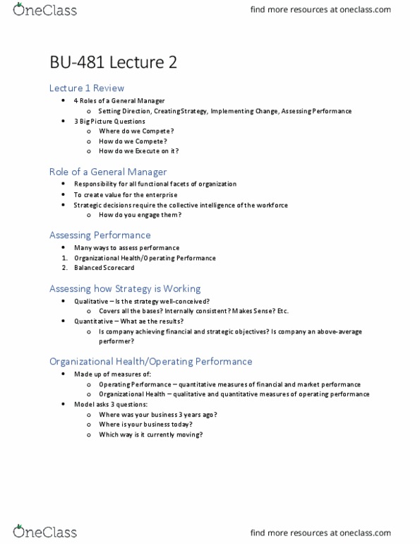 BU481 Lecture Notes - Lecture 2: Balanced Scorecard, Collective Intelligence thumbnail