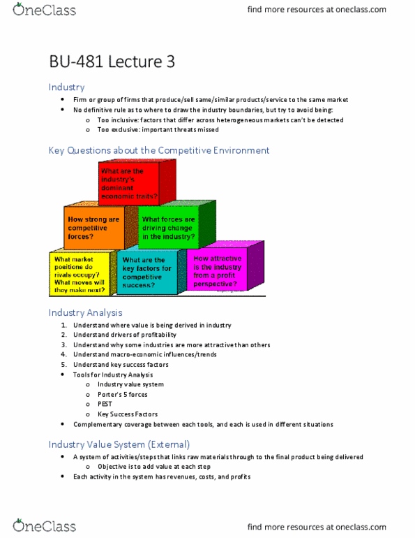 BU481 Lecture Notes - Lecture 3: Pest Analysis, Variable Cost, Switching Barriers thumbnail