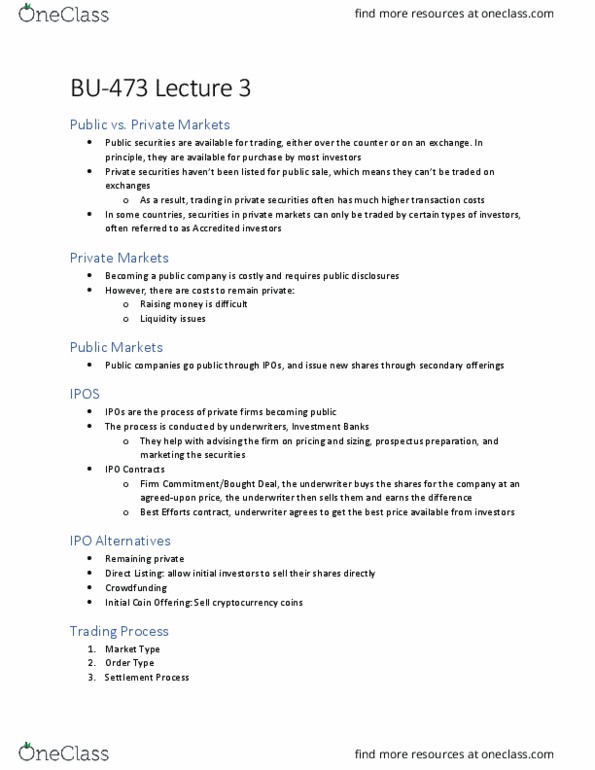 BU473 Lecture Notes - Lecture 3: Initial Coin Offering, Underwriting, Cryptocurrency thumbnail