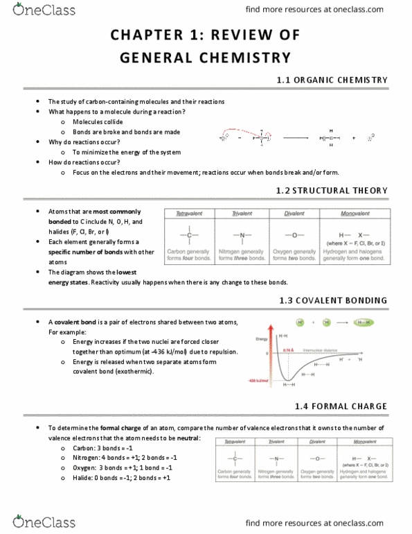 CHEM 2E03 Chapter Notes - Chapter 12: Valence Electron, Covalent Bond, Formal Charge thumbnail
