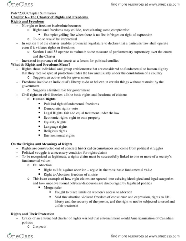 POLS 2300 Chapter Notes -Henry Morgentaler thumbnail