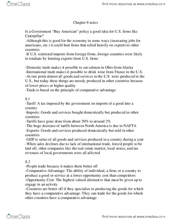 ECON 2001.01 Lecture Notes - Autarky, Protectionism thumbnail