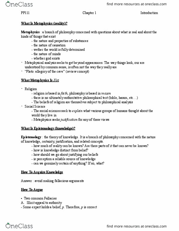 PP111 Lecture Notes - Lecture 1: False Premise, Soundness thumbnail