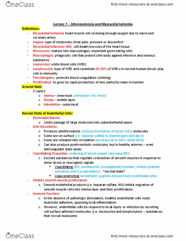 HLSC 3P90 Lecture Notes - Lecture 7: Heparan Sulfate, Coronary Circulation, Antithrombotic thumbnail