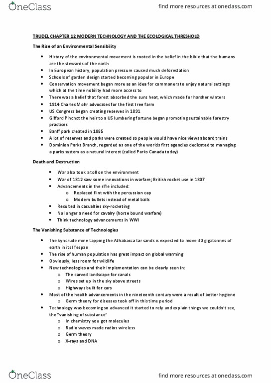 HIS 2129 Lecture Notes - Lecture 10: Syncrude, Sustainable Forest Management, Tree Farm thumbnail