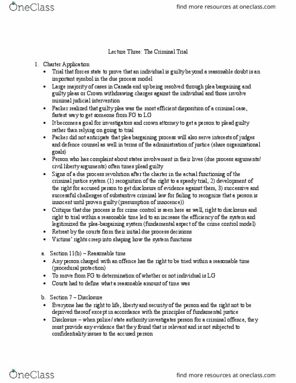 LAWS 3306 Lecture Notes - Lecture 3: Crown Attorney, Reasonable Time, Due Process thumbnail