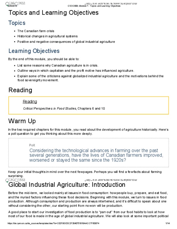 SOC 808 Chapter Notes -International Food Policy Research Institute, Farm Crisis, Farm Aid thumbnail