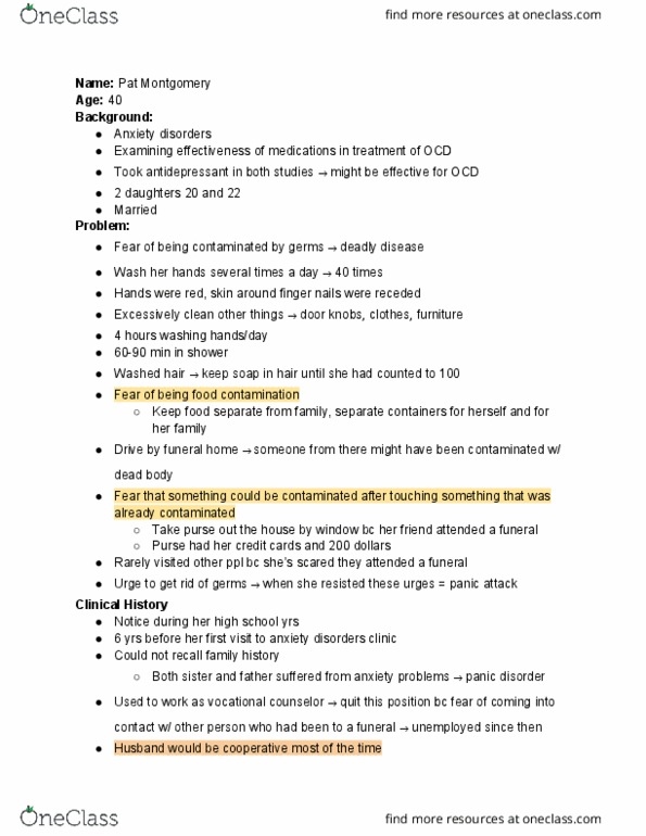 PSYC 100 Chapter Notes - Chapter 5: Panic Disorder, Food Contaminant, Hand Washing thumbnail