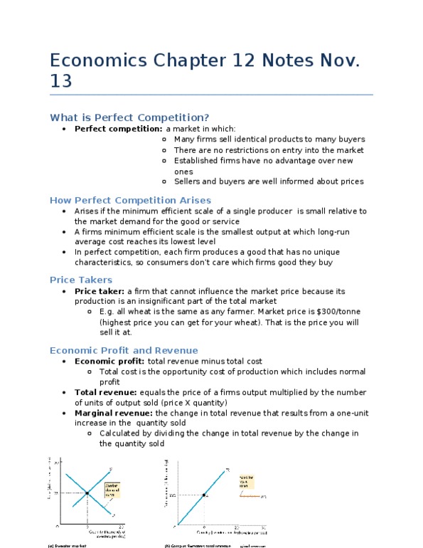 Economics 1021A/B Chapter Notes - Chapter 12: Average Variable Cost, Marginal Revenue, Market Power thumbnail