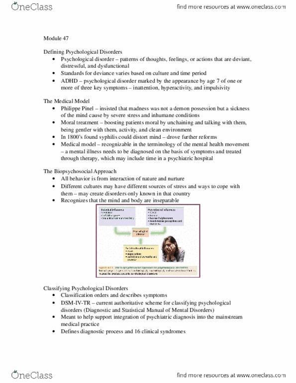 PSYC 1010 Chapter Notes -Attention Deficit Hyperactivity Disorder, Posttraumatic Stress Disorder, Insomnia thumbnail