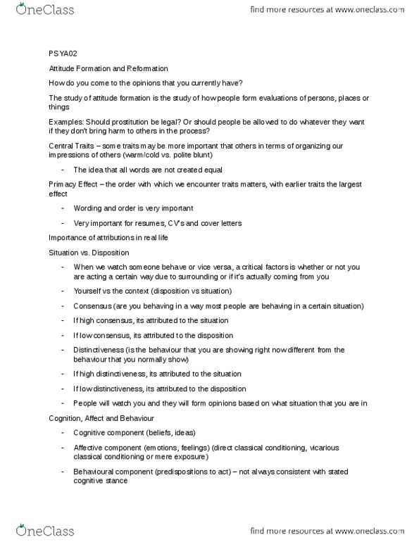 PSYA02H3 Lecture Notes - Classical Conditioning thumbnail