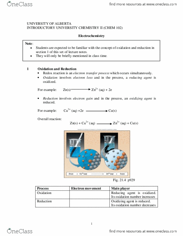 CHEM102 Lecture Notes - Standard Electrode Potential, Standard Hydrogen Electrode, Oxidizing Agent thumbnail