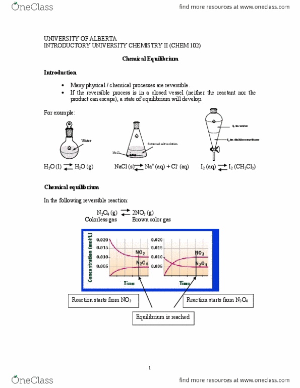 CHEM102 Lecture Notes - Reaction Quotient, Ideal Gas Law, Equilibrium Constant thumbnail