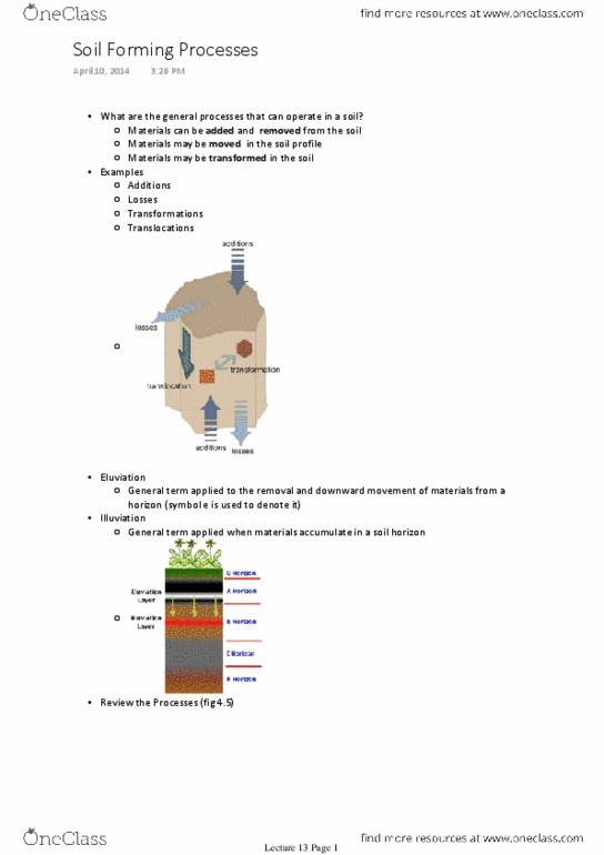 GG282 Lecture Notes - Lecture 13: Soil Horizon, Calcium Carbonate, Podzol thumbnail