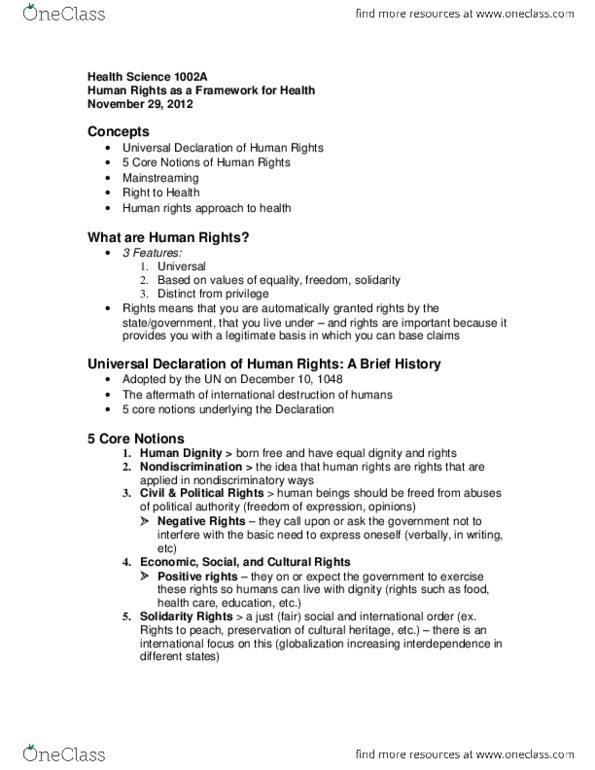 Health Sciences 1002A/B Chapter Notes -Negative And Positive Rights thumbnail