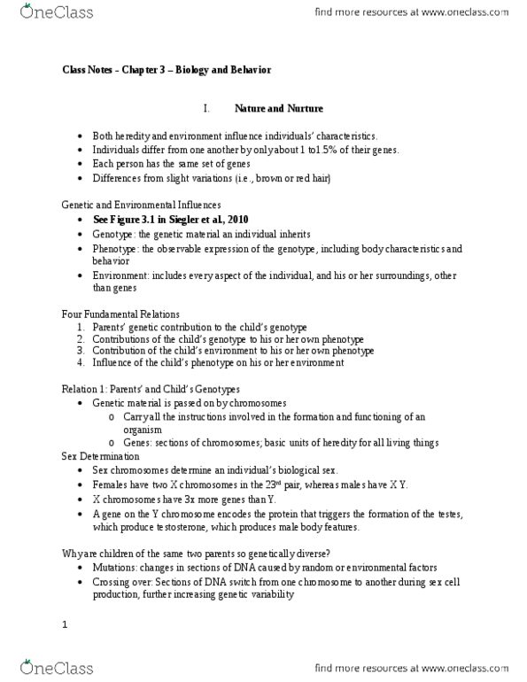 PSY 302 Lecture Notes - Chromosome Abnormality, Allosome, Y Chromosome thumbnail