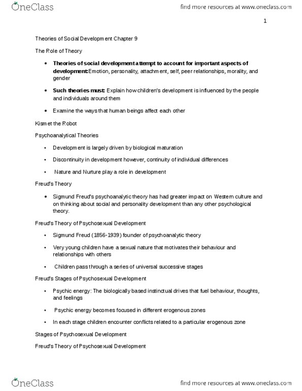 PSY 302 Lecture Notes - Albert Bandura, Erogenous Zone, Social Learning Theory thumbnail