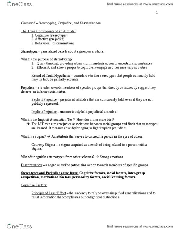 PSYCH 360 Lecture Notes - Implicit-Association Test, In-Group Favoritism, Ingroups And Outgroups thumbnail