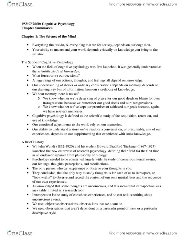 PSYC 2650 Chapter : PSYC*2650 - Chapter summaries.docx thumbnail