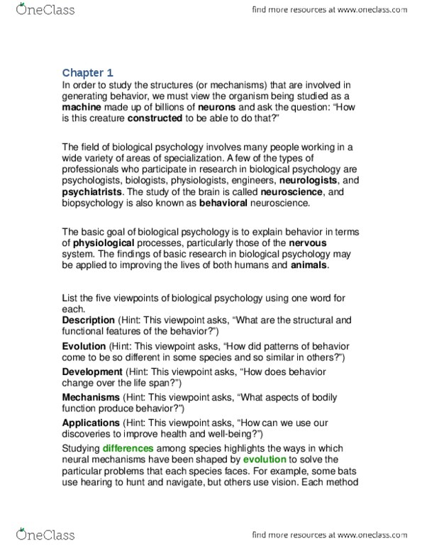 PSYC 280 Chapter Notes - Chapter 1: Pineal Gland, Behavioral Neuroscience, World Health Organization thumbnail