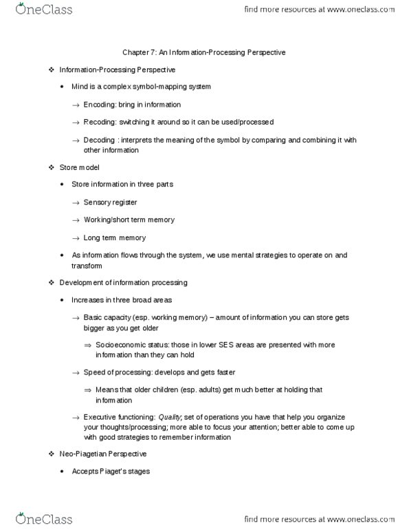 DEP-3103 Chapter Notes -Frontal Lobe, Information Processing, Structure Formation thumbnail