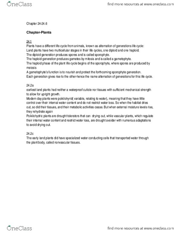 BI111 Chapter Notes - Chapter 24: Sporangium, Meiosis thumbnail