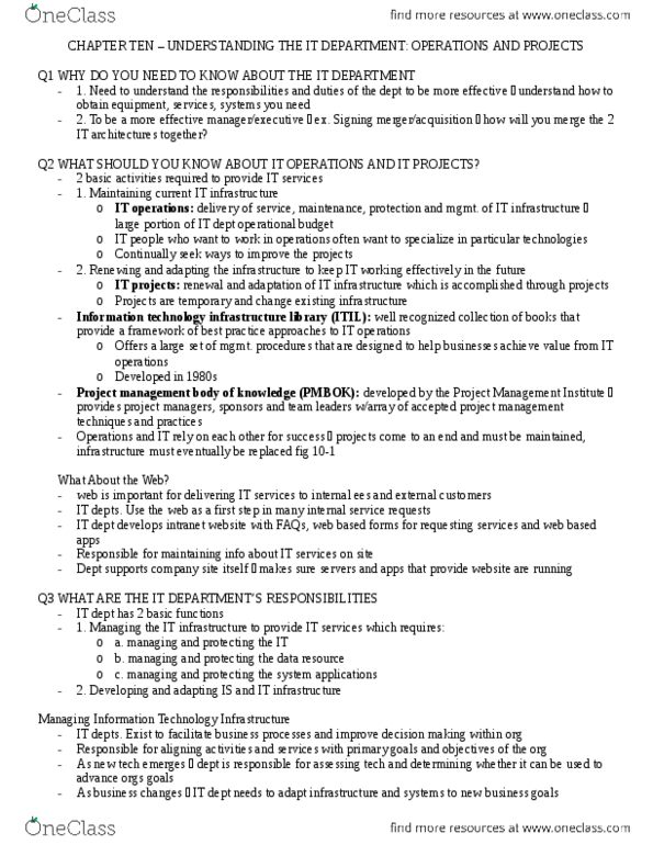 Computer Science 1032A/B Chapter 10: Chapter 10 - Understanding the IT Department Operations and Projects.docx thumbnail