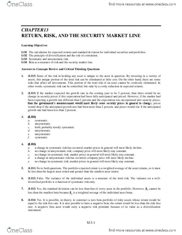 FIN 300 Chapter Notes - Chapter 13: Risk-Free Interest Rate, Squared Deviations From The Mean, Capital Asset Pricing Model thumbnail