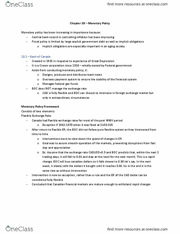 EC250 Lecture Notes - Lecture 10: Foreign Exchange Market, Monetary Policy, Fiscal Policy thumbnail