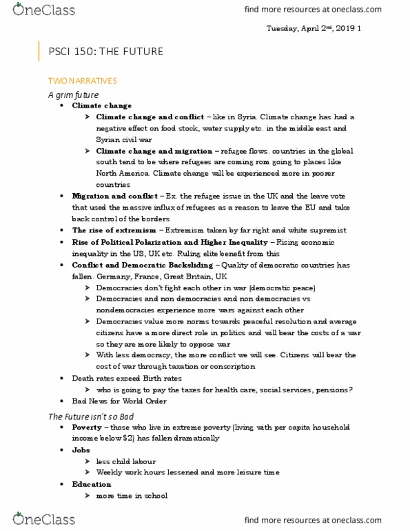 PSCI150 Lecture Notes - Lecture 13: Syrian Civil War, Backsliding, Solar Wind thumbnail