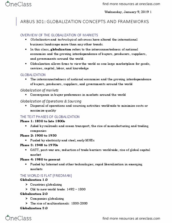 ARBUS301 Lecture Notes - Lecture 3: General Agreement On Tariffs And Trade, Capital Market, Infosys thumbnail