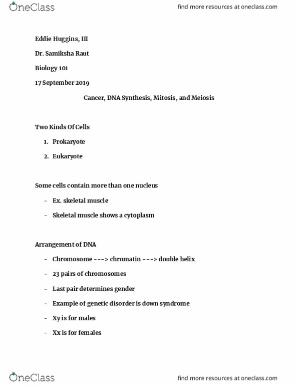 BY 101 Lecture Notes - Lecture 22: Sameksha, Skeletal Muscle, Genetic Disorder thumbnail