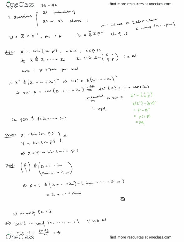 STA347H1 Lecture Notes - Lecture 7: Eth, Probability Mass Function thumbnail