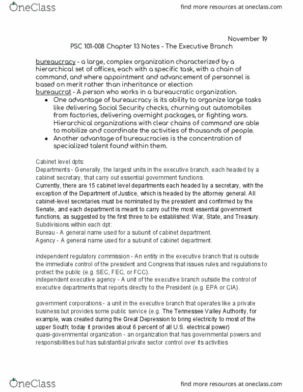 PSC 101 Lecture Notes - Lecture 13: Tennessee Valley Authority, Upland South, Outlast thumbnail