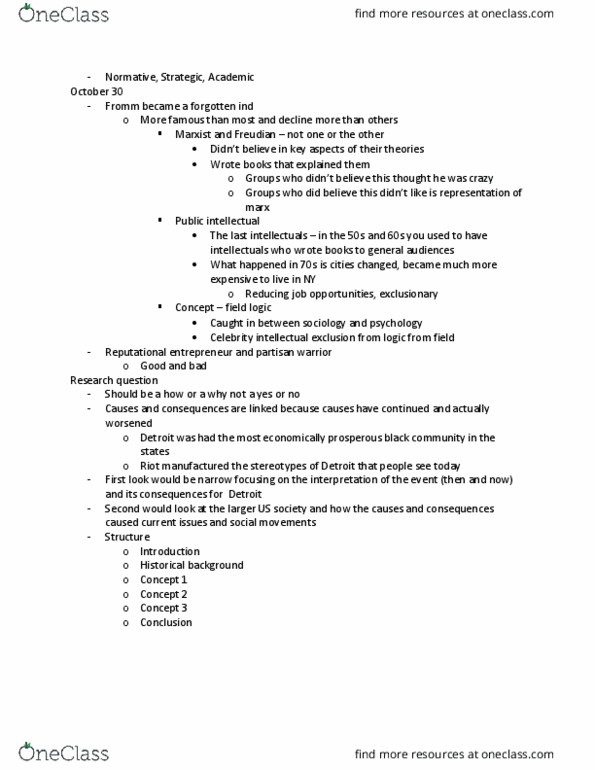 SOCIOL 4SS3 Lecture Notes - Lecture 8: Research Question thumbnail