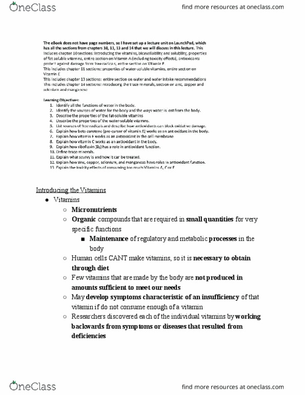 BIOLOGY 105 Lecture Notes - Lecture 10: Micronutrient Deficiency, Peanut Butter, Broccoli thumbnail