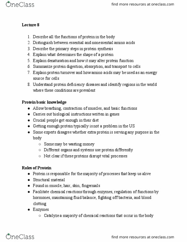 BIOLOGY 105 Lecture Notes - Lecture 8: Structural Material, Fluid Balance, Lean Body Mass thumbnail