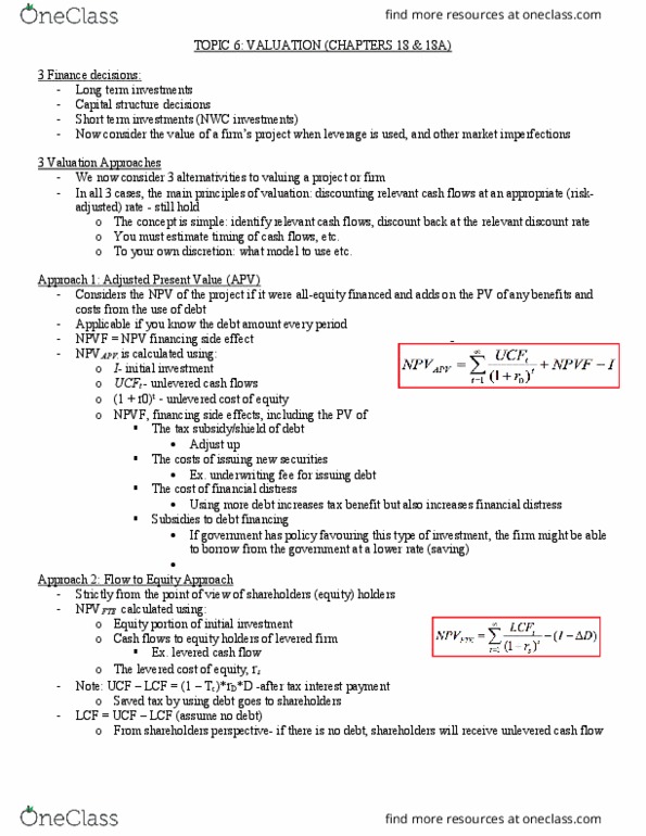 Management and Organizational Studies 3311A/B Lecture Notes - Lecture 7: Cash Flow, Net Present Value, Full-Time Equivalent thumbnail