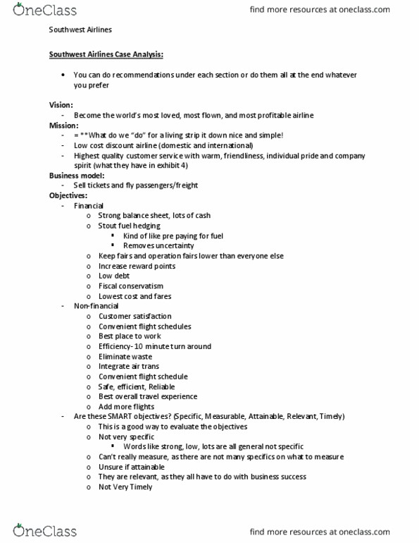 Management and Organizational Studies 4410A/B Lecture Notes - Lecture 6: Southwest Airlines, Fiscal Conservatism, Smart Criteria thumbnail