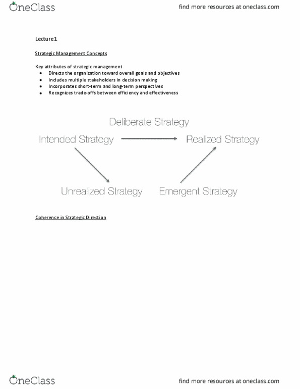 Management and Organizational Studies 4410A/B Lecture Notes - Lecture 1: Strategic Management, Bloomberg Businessweek, Cash Flow thumbnail