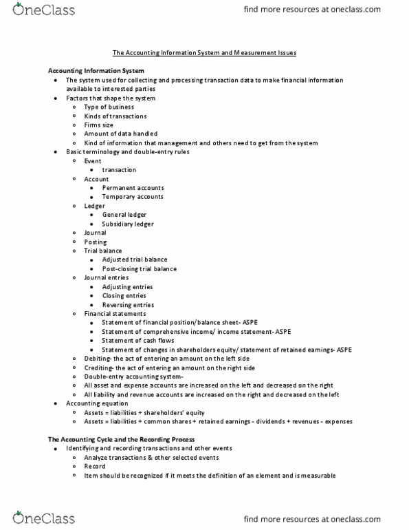 Management and Organizational Studies 3360A/B Chapter Notes - Chapter 3: General Ledger, Trial Balance, Retained Earnings thumbnail