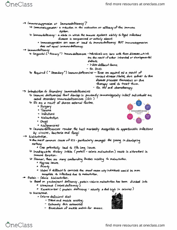 Microbiology and Immunology 4300A Lecture Notes - Lecture 7: Marasmus, Immunodeficiency, Kwashiorkor thumbnail