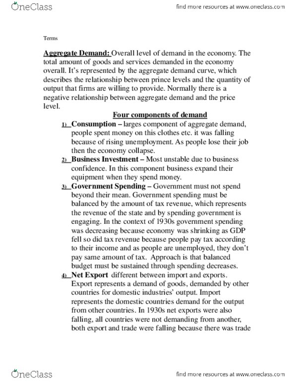 ANTH 1120 Lecture Notes - Keynesian Economics thumbnail