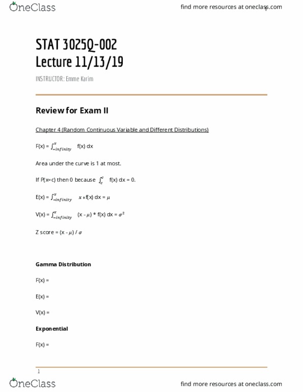STAT 3025Q Lecture Notes - Lecture 17: Standard Score, Maximum Likelihood Estimation thumbnail