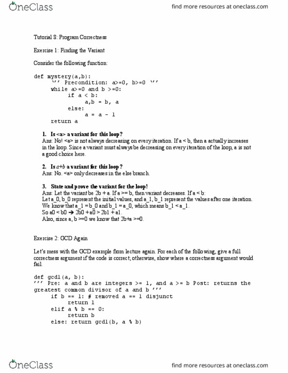 CSC236H5 Lecture Notes - Lecture 8: Precondition thumbnail