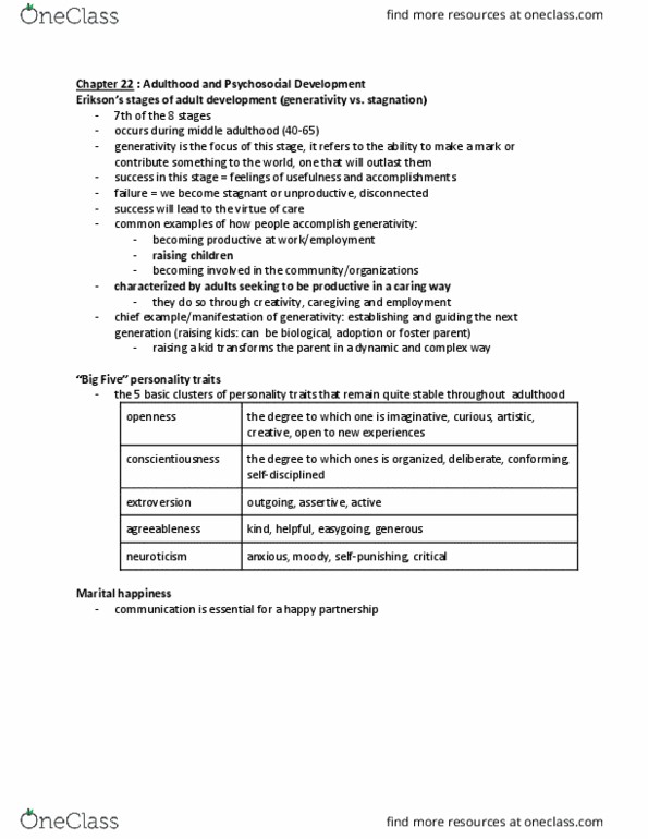 01:830:101 Chapter Notes - Chapter 22: Big Five Personality Traits, Foster Care, Outlast thumbnail