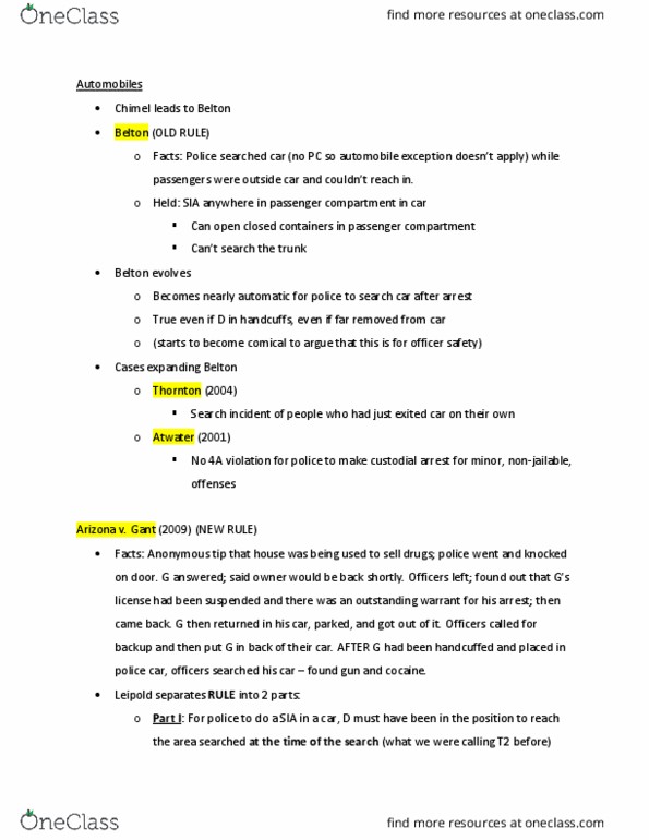 LAW 605 Lecture Notes - Lecture 21: Motor Vehicle Exception thumbnail