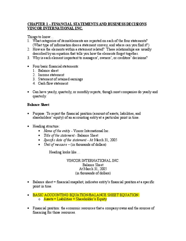 Business Administration 2257 Chapter Notes -Cash Flow Statement, Certified General Accountant, Retained Earnings thumbnail